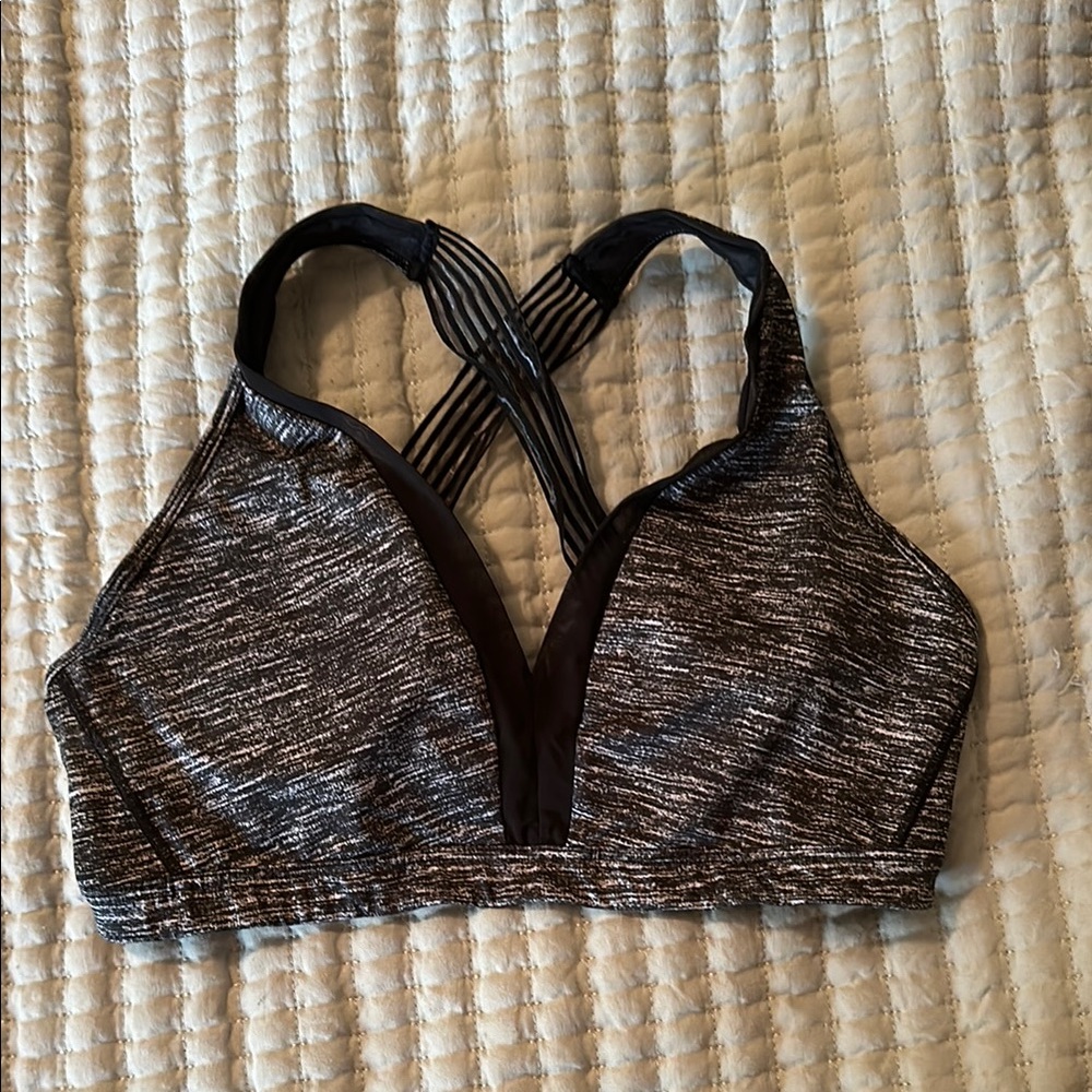 Victoria's Secret Black and Gray Sports Bra Racerback